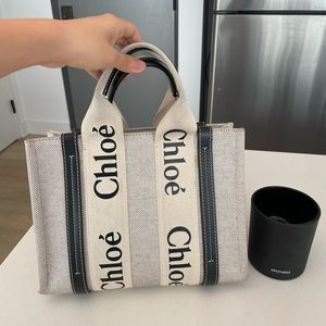 Chloe Woody Small Logo Canvas Tote Bag